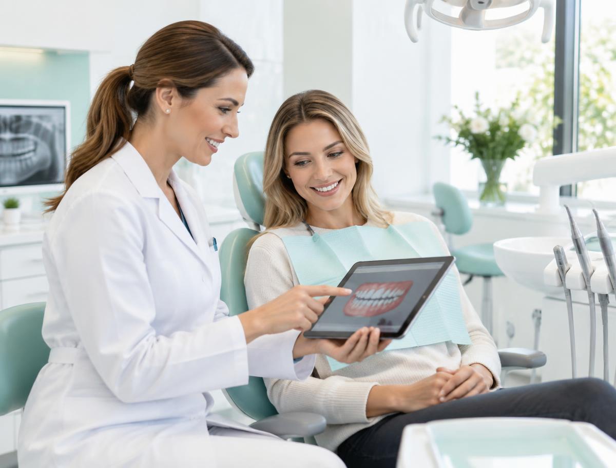 Dentist discussing treatment with a patient